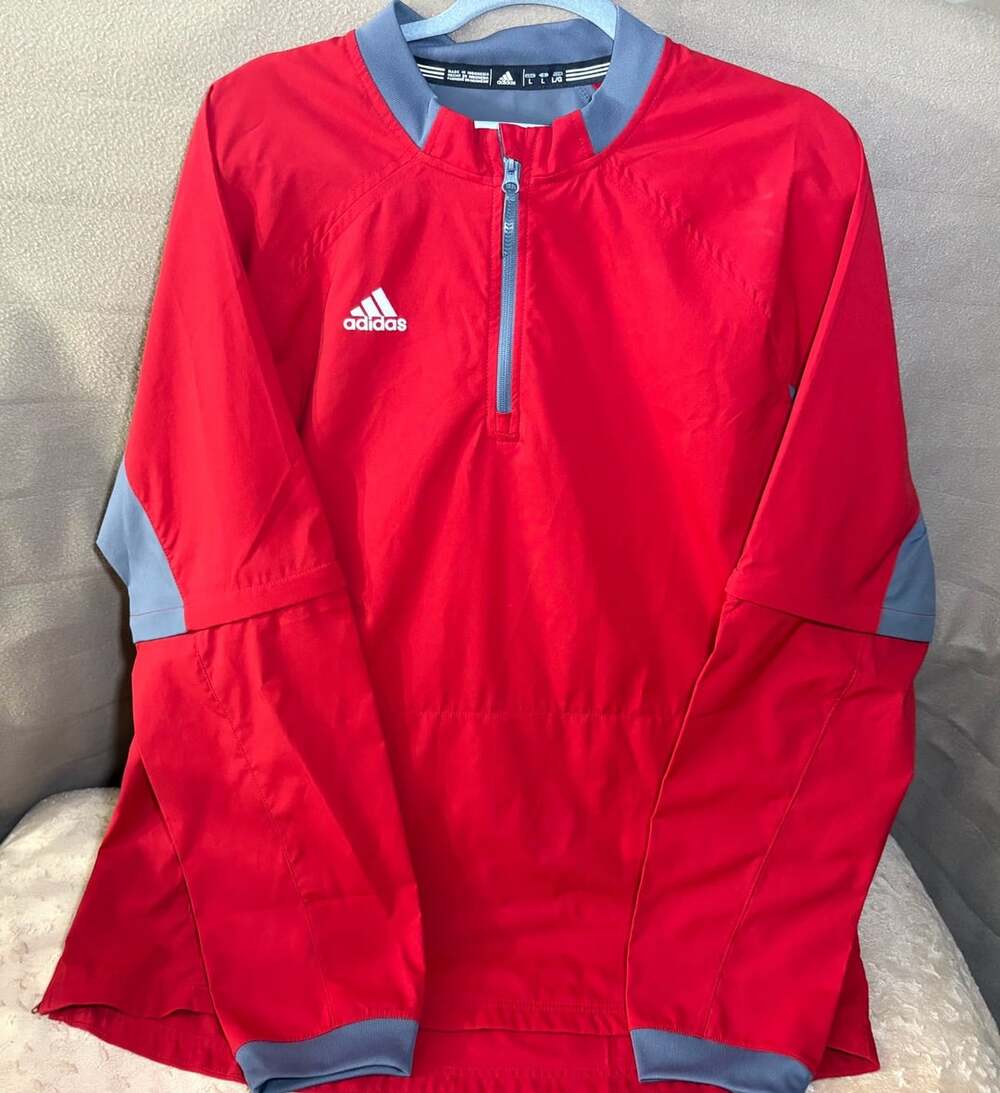 Adidas Fielder's Choice 2.0 1/4 Zip Jacket Size L Red Gray Windbreaker